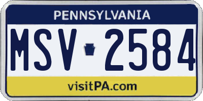 PA license plate MSV2584