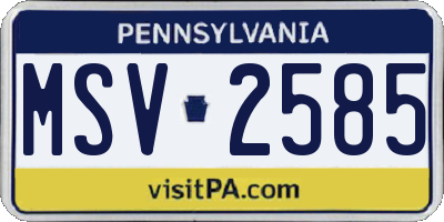 PA license plate MSV2585