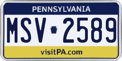 PA license plate MSV2589
