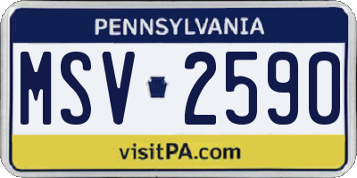 PA license plate MSV2590