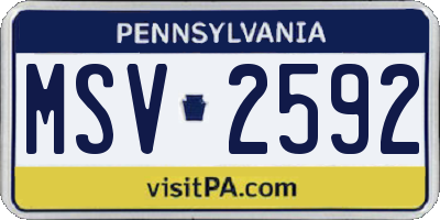 PA license plate MSV2592