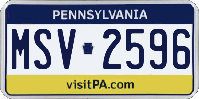 PA license plate MSV2596