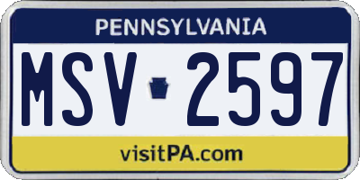 PA license plate MSV2597