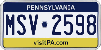 PA license plate MSV2598