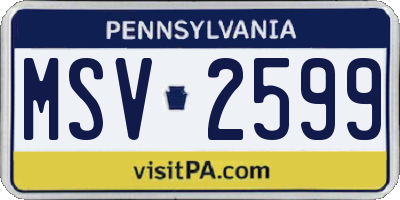 PA license plate MSV2599