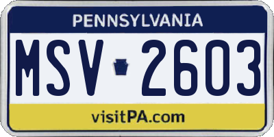 PA license plate MSV2603