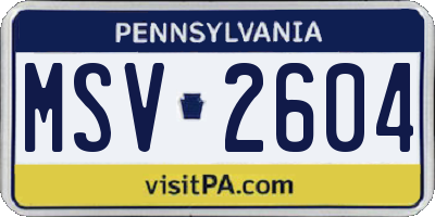 PA license plate MSV2604