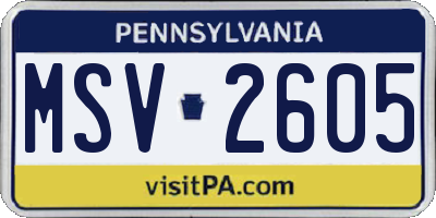 PA license plate MSV2605