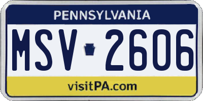 PA license plate MSV2606