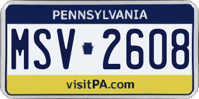 PA license plate MSV2608