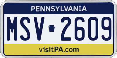 PA license plate MSV2609