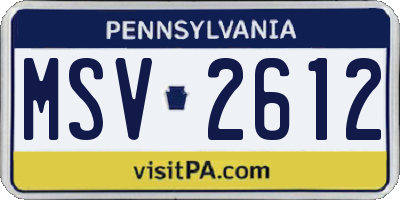 PA license plate MSV2612