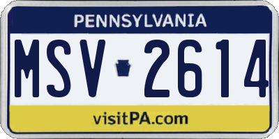 PA license plate MSV2614