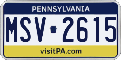 PA license plate MSV2615