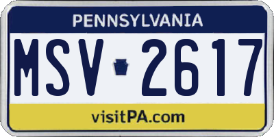 PA license plate MSV2617