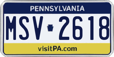 PA license plate MSV2618