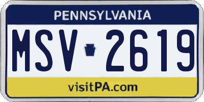 PA license plate MSV2619
