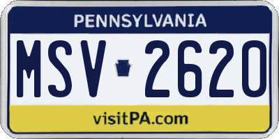 PA license plate MSV2620
