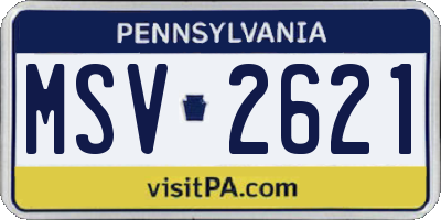 PA license plate MSV2621