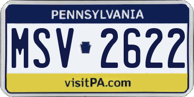 PA license plate MSV2622
