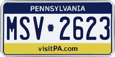 PA license plate MSV2623