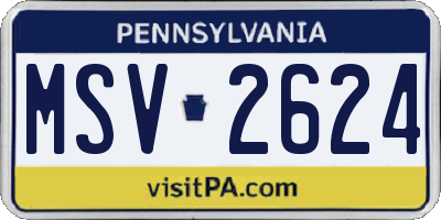 PA license plate MSV2624