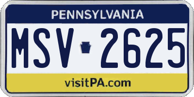 PA license plate MSV2625