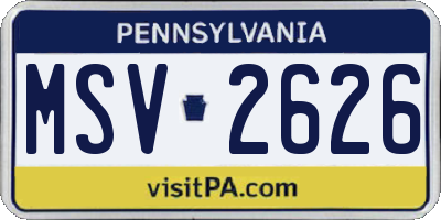 PA license plate MSV2626