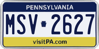 PA license plate MSV2627