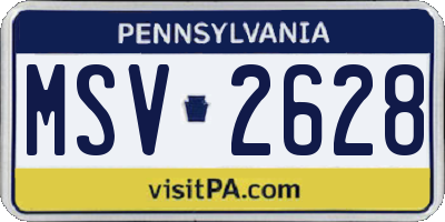 PA license plate MSV2628