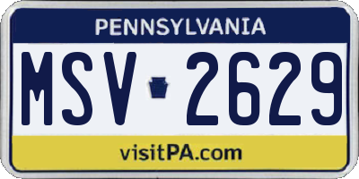 PA license plate MSV2629