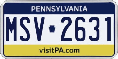 PA license plate MSV2631