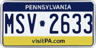 PA license plate MSV2633