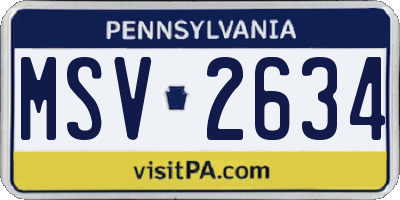 PA license plate MSV2634