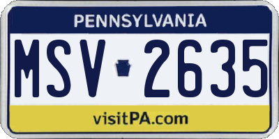 PA license plate MSV2635