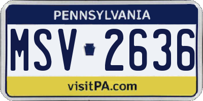 PA license plate MSV2636