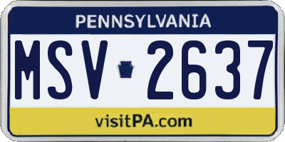 PA license plate MSV2637