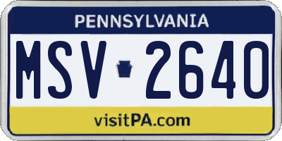 PA license plate MSV2640