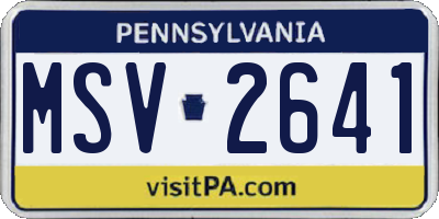 PA license plate MSV2641