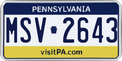 PA license plate MSV2643