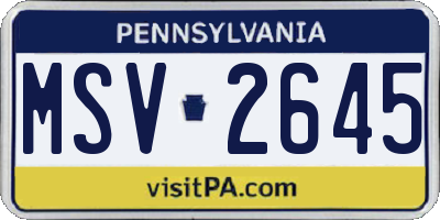 PA license plate MSV2645