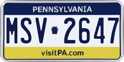 PA license plate MSV2647