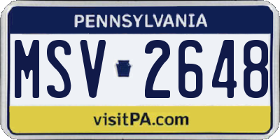 PA license plate MSV2648