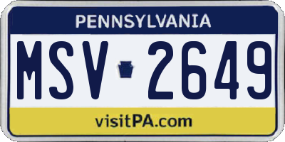 PA license plate MSV2649