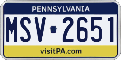 PA license plate MSV2651