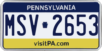 PA license plate MSV2653