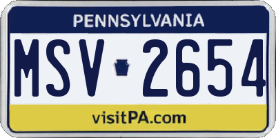 PA license plate MSV2654
