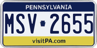 PA license plate MSV2655