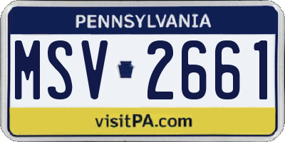 PA license plate MSV2661