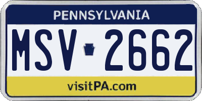 PA license plate MSV2662